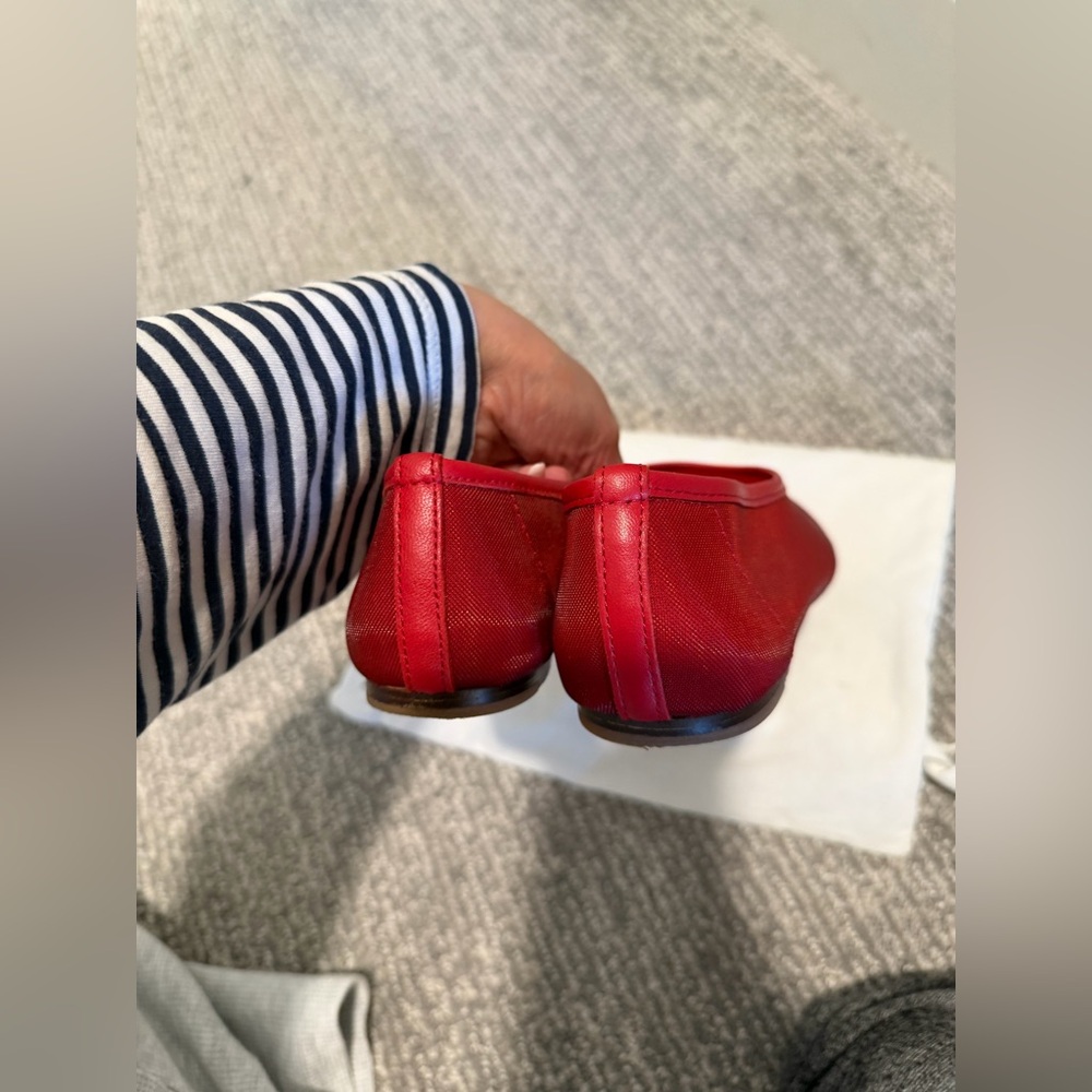 Massimo Dutti Red Mesh Ballet Flats - Picture 9 of 10